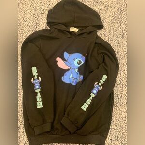 Disney Black Hoodie with Blue Stitch Design